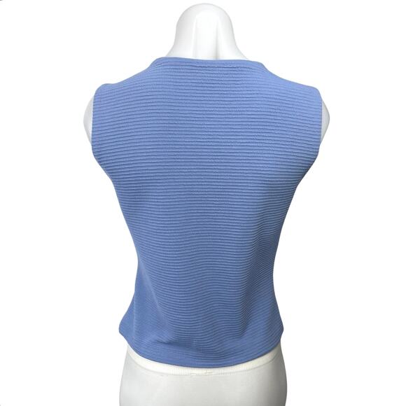 Club Monaco Blue Ribbed Knit Twist Front Stretch Sleeveless Tank Top Size S - Picture 2 of 5